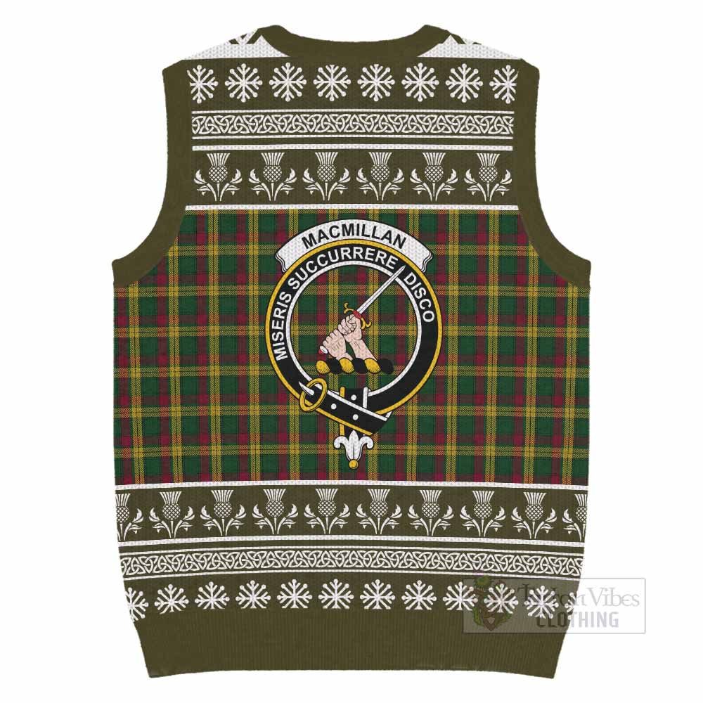 MacMillan (McMillan) Clan Tartan Christmas Knitted V-Neck Vest with Family Crest - Tartan Vibes Clothing
