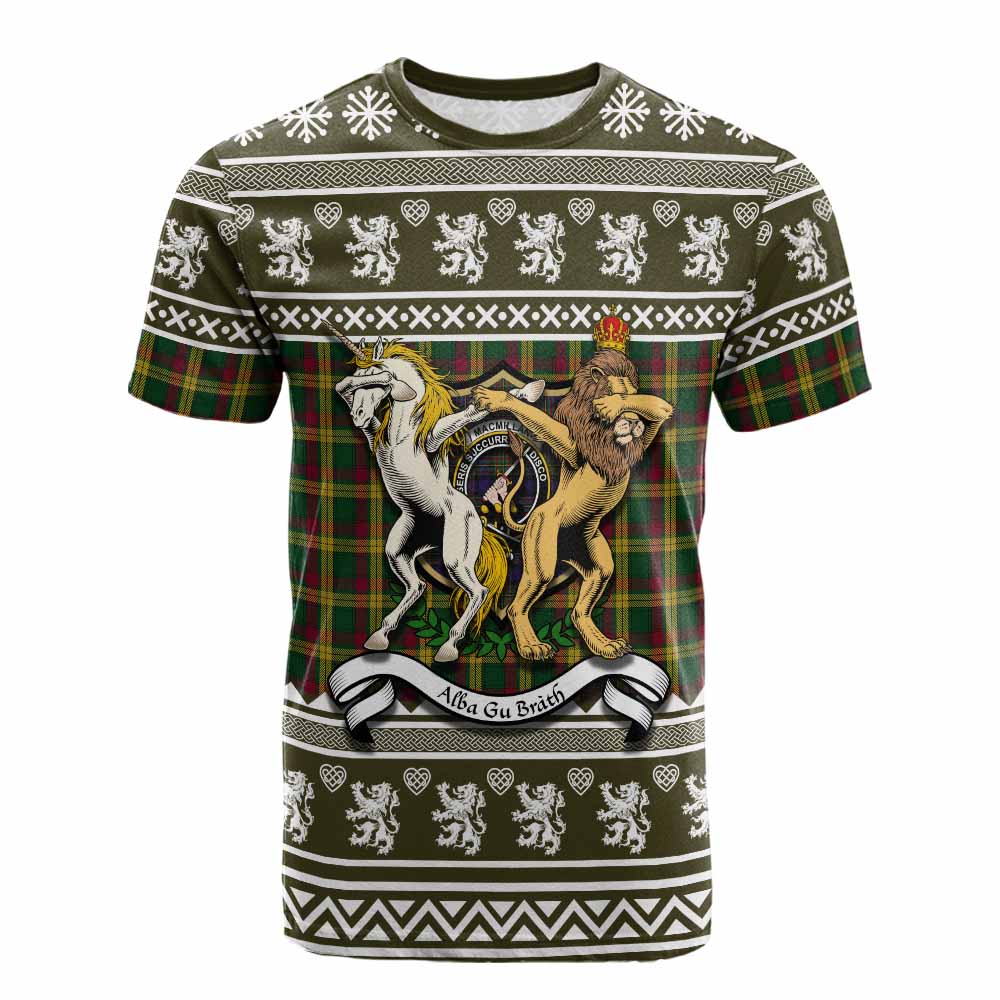 MacMillan (McMillan) Clan Tartan Crest Christmas Cotton T-shirt Coat of Arms Funny Style - Tartan Vibes Clothing