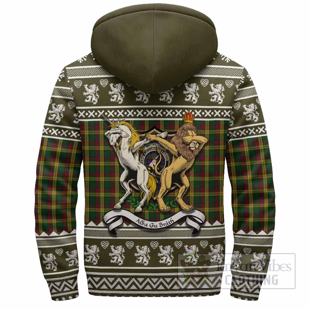 MacMillan (McMillan) Clan Tartan Crest Christmas Fleece Hoodie Coat of Arms Funny Style - Tartan Vibes Clothing