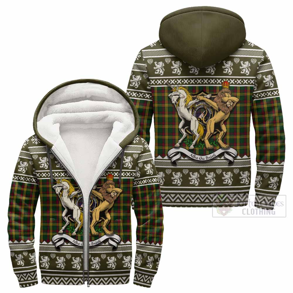 MacMillan (McMillan) Clan Tartan Crest Christmas Fleece Hoodie Coat of Arms Funny Style - Tartan Vibes Clothing