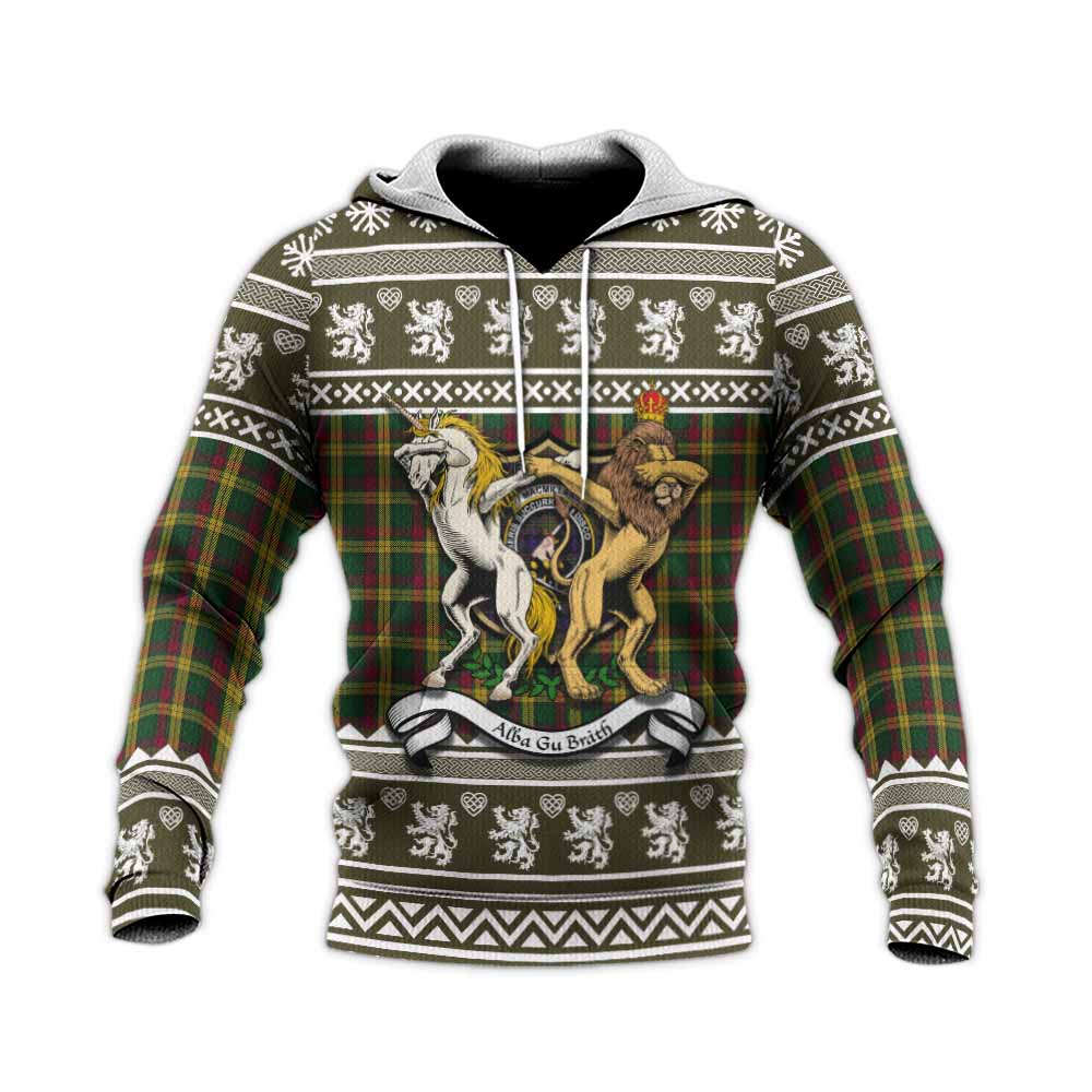 MacMillan (McMillan) Clan Tartan Crest Christmas Knitted Hoodie Coat of Arms Funny Style - Tartan Vibes Clothing