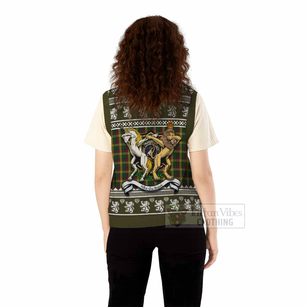 MacMillan (McMillan) Clan Tartan Crest Christmas Knitted V-Neck Vest Coat of Arms Funny Style - Tartan Vibes Clothing