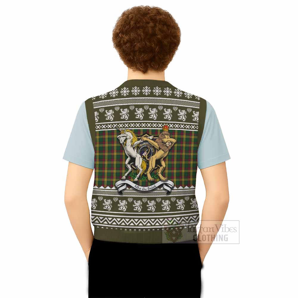 MacMillan (McMillan) Clan Tartan Crest Christmas Knitted V-Neck Vest Coat of Arms Funny Style - Tartan Vibes Clothing