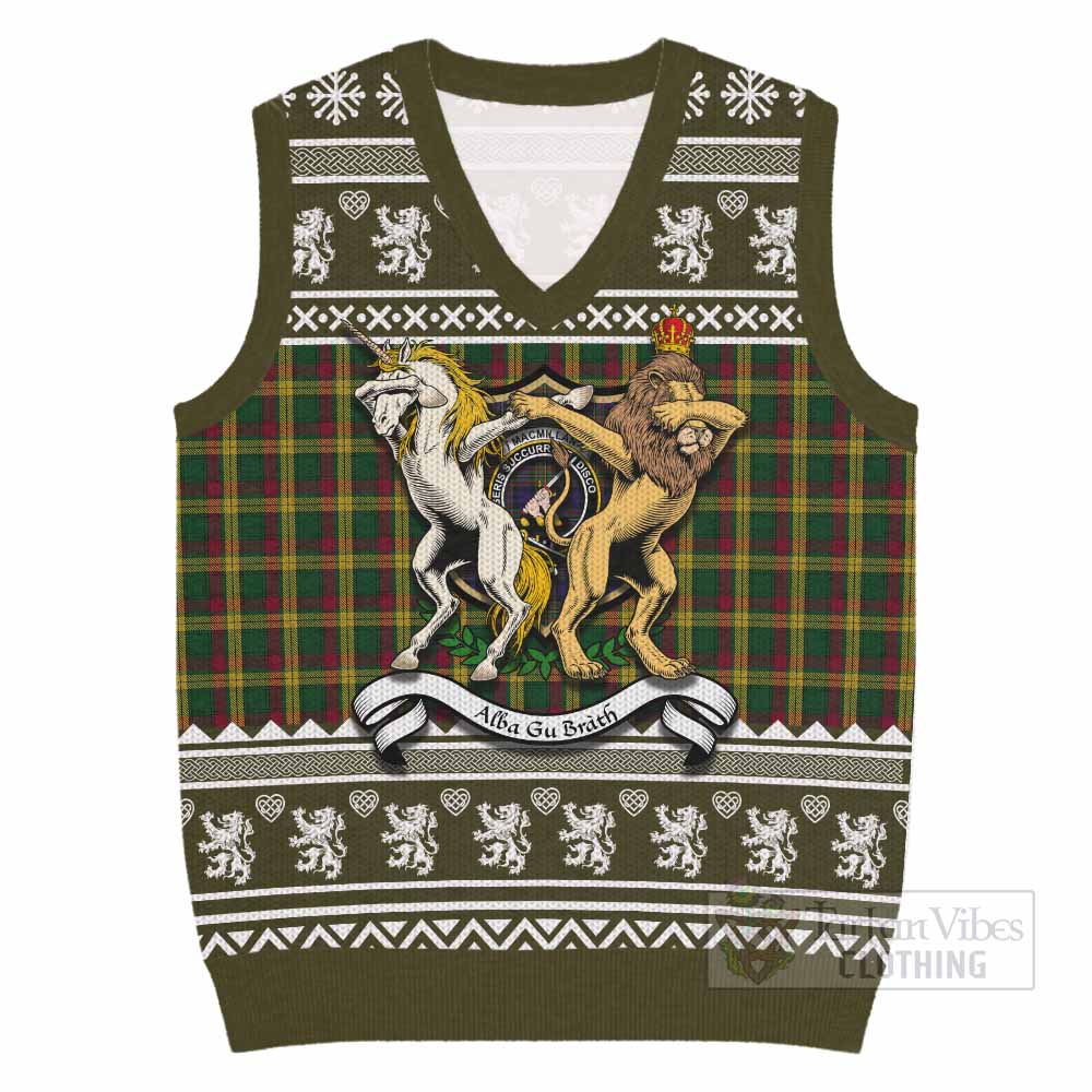 MacMillan (McMillan) Clan Tartan Crest Christmas Knitted V-Neck Vest Coat of Arms Funny Style - Tartan Vibes Clothing