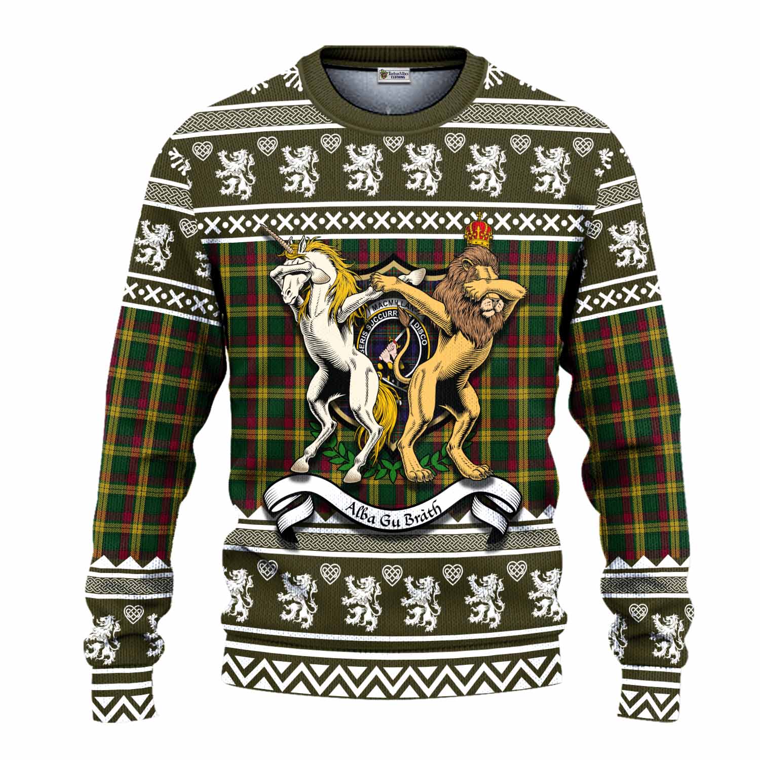 MacMillan (McMillan) Clan Tartan Crest Christmas Ugly Sweater Coat of Arms Funny Style - Tartan Vibes Clothing