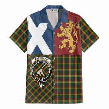 MacMillan (McMillan) Crest Tartan Cotton Hawaiian Shirt with Lion Rampant Saltire Style