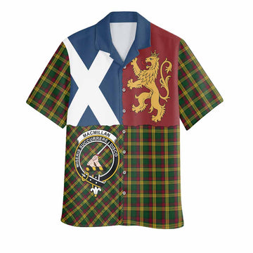 MacMillan (McMillan) Crest Tartan Hawaiian Shirt with Lion Rampant Saltire Style