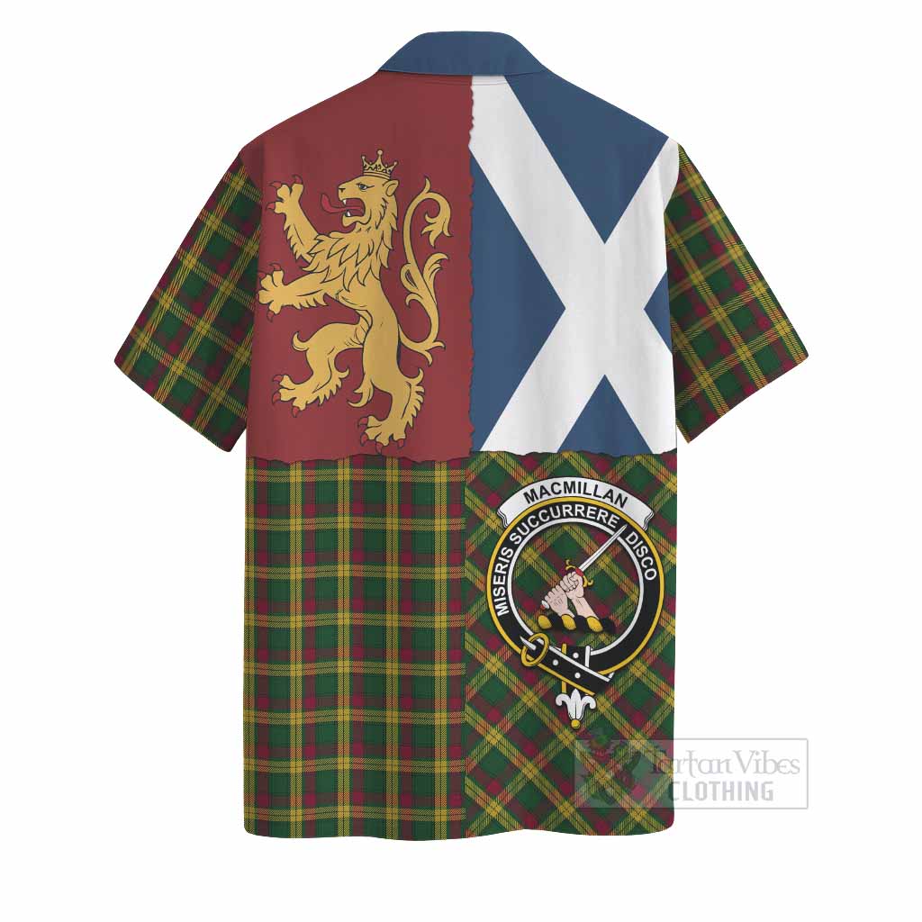 MacMillan (McMillan) Crest Tartan Hawaiian Shirt with Lion Rampant Saltire Style