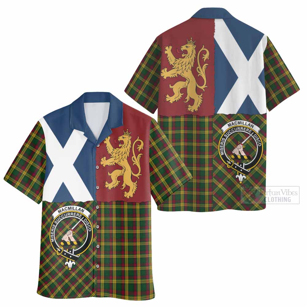 MacMillan (McMillan) Crest Tartan Hawaiian Shirt with Lion Rampant Saltire Style