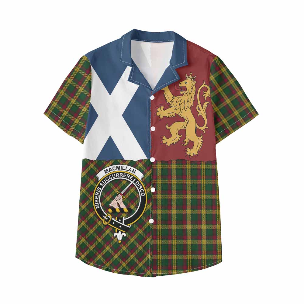 MacMillan (McMillan) Crest Tartan Kid Hawaiian Shirt with Lion Rampant Saltire Style - Tartan Vibes Clothing