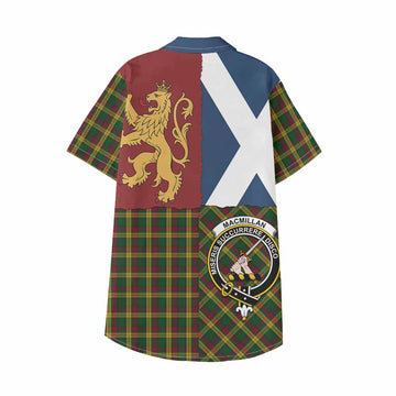 MacMillan (McMillan) Crest Tartan Kid Hawaiian Shirt with Lion Rampant Saltire Style