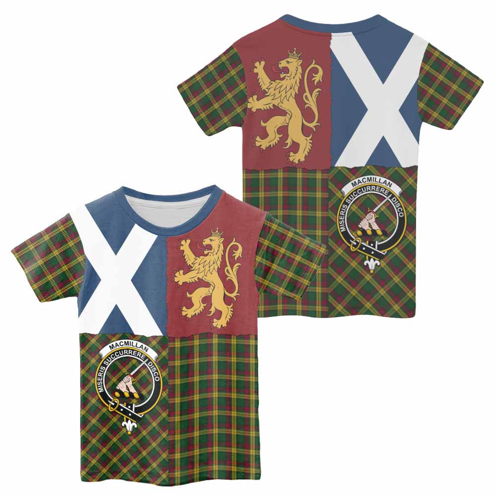 MacMillan (McMillan) Crest Tartan Kid T-shirt with Lion Rampant Saltire Style - Tartan Vibes Clothing