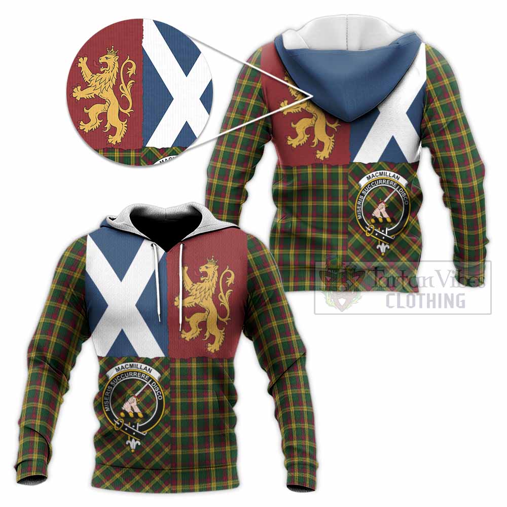 MacMillan (McMillan) Crest Tartan Knitted Hoodie with Lion Rampant Saltire Style