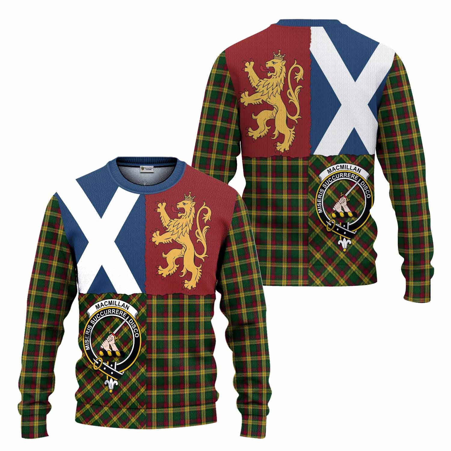 MacMillan (McMillan) Crest Tartan Knitted Sweater with Lion Rampant Saltire Style