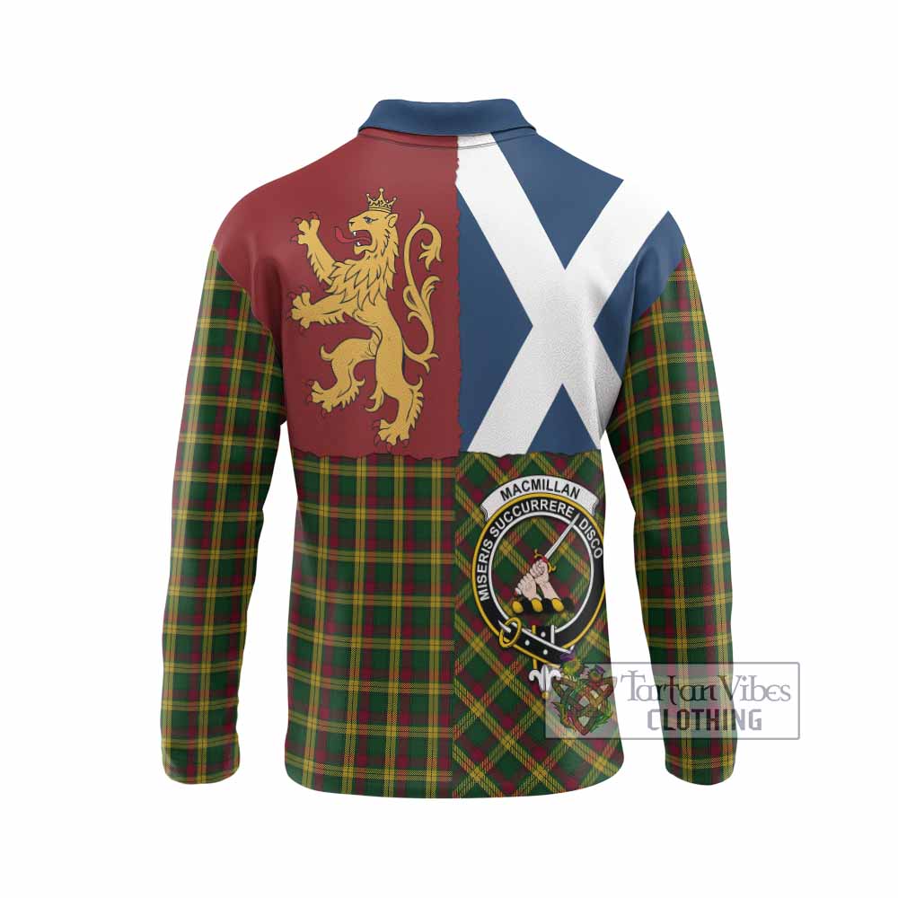 MacMillan (McMillan) Crest Tartan Long Sleeve Polo Shirt with Lion Rampant Saltire Style