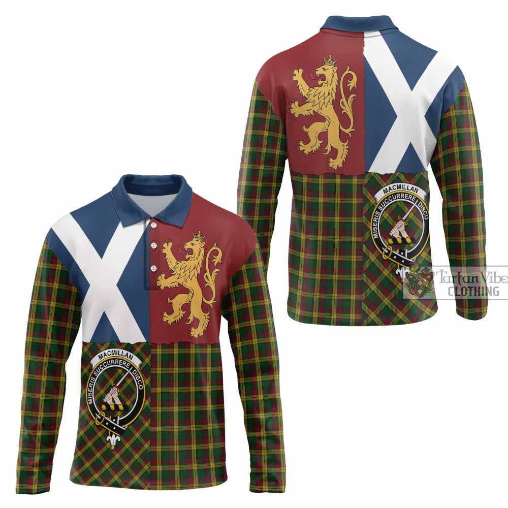 MacMillan (McMillan) Crest Tartan Long Sleeve Polo Shirt with Lion Rampant Saltire Style