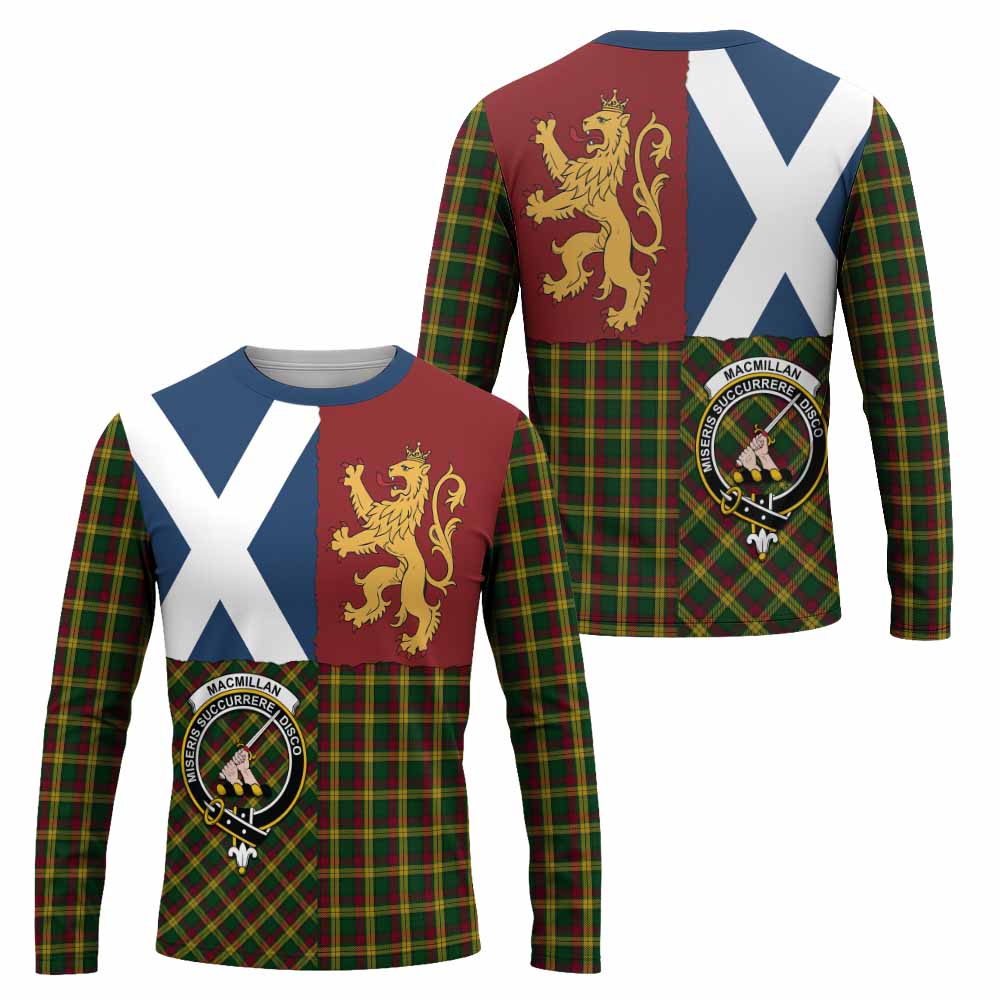 MacMillan (McMillan) Crest Tartan Long Sleeve T-Shirt with Lion Rampant Saltire Style
