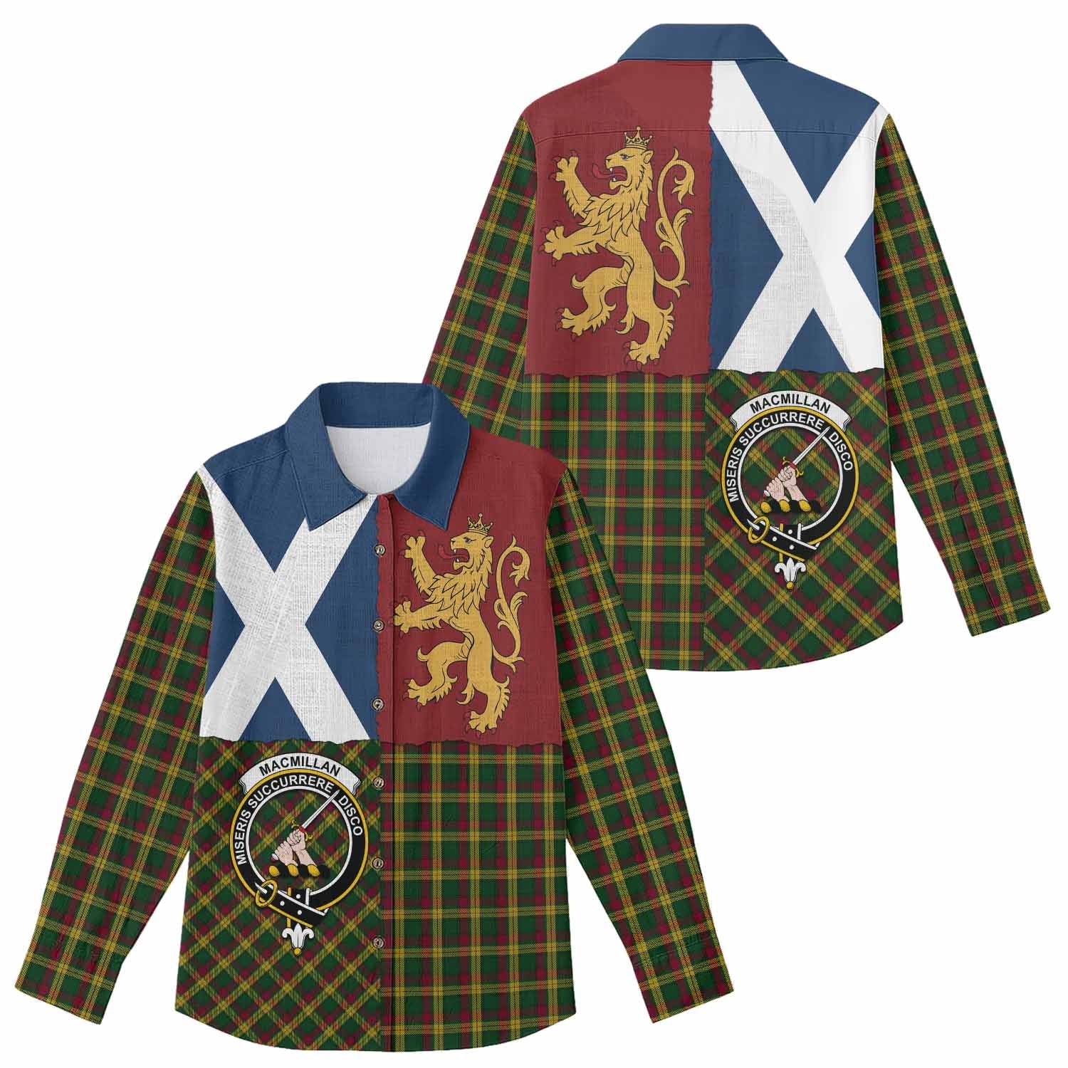 MacMillan (McMillan) Crest Tartan Women Casual Shirt with Lion Rampant Saltire Style