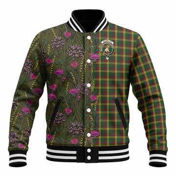MacMillan (McMillan) Family Crest Tartan Baseball Jacket Scottish Thistle Flower Pattern Half Style