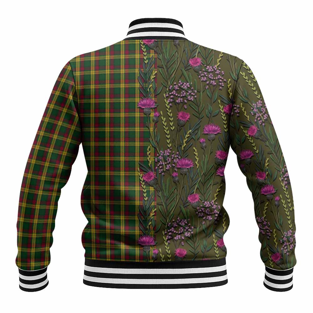 MacMillan (McMillan) Family Crest Tartan Baseball Jacket Scottish Thistle Flower Pattern Half Style - Tartan Vibes Clothing