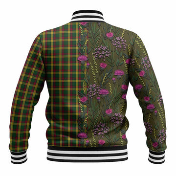 MacMillan (McMillan) Family Crest Tartan Baseball Jacket Scottish Thistle Flower Pattern Half Style