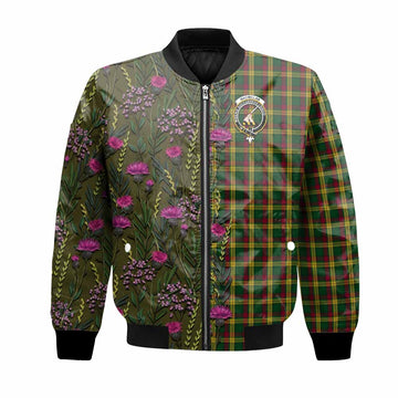 MacMillan (McMillan) Family Crest Tartan Bomber Jacket Scottish Thistle Flower Pattern Half Style