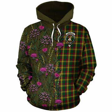 MacMillan (McMillan) Family Crest Tartan Cotton Hoodie Scottish Thistle Flower Pattern Half Style