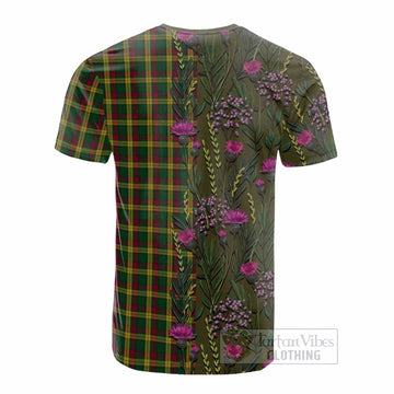 MacMillan (McMillan) Family Crest Tartan Cotton T-shirt Scottish Thistle Flower Pattern Half Style - Tartan Vibes Clothing