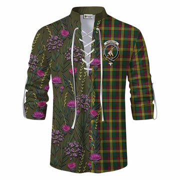 MacMillan (McMillan) Family Crest Tartan Ghillie Shirt Scottish Thistle Flower Pattern Half Style