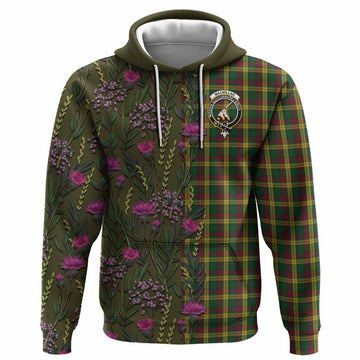 MacMillan (McMillan) Family Crest Tartan Hoodie Scottish Thistle Flower Pattern Half Style