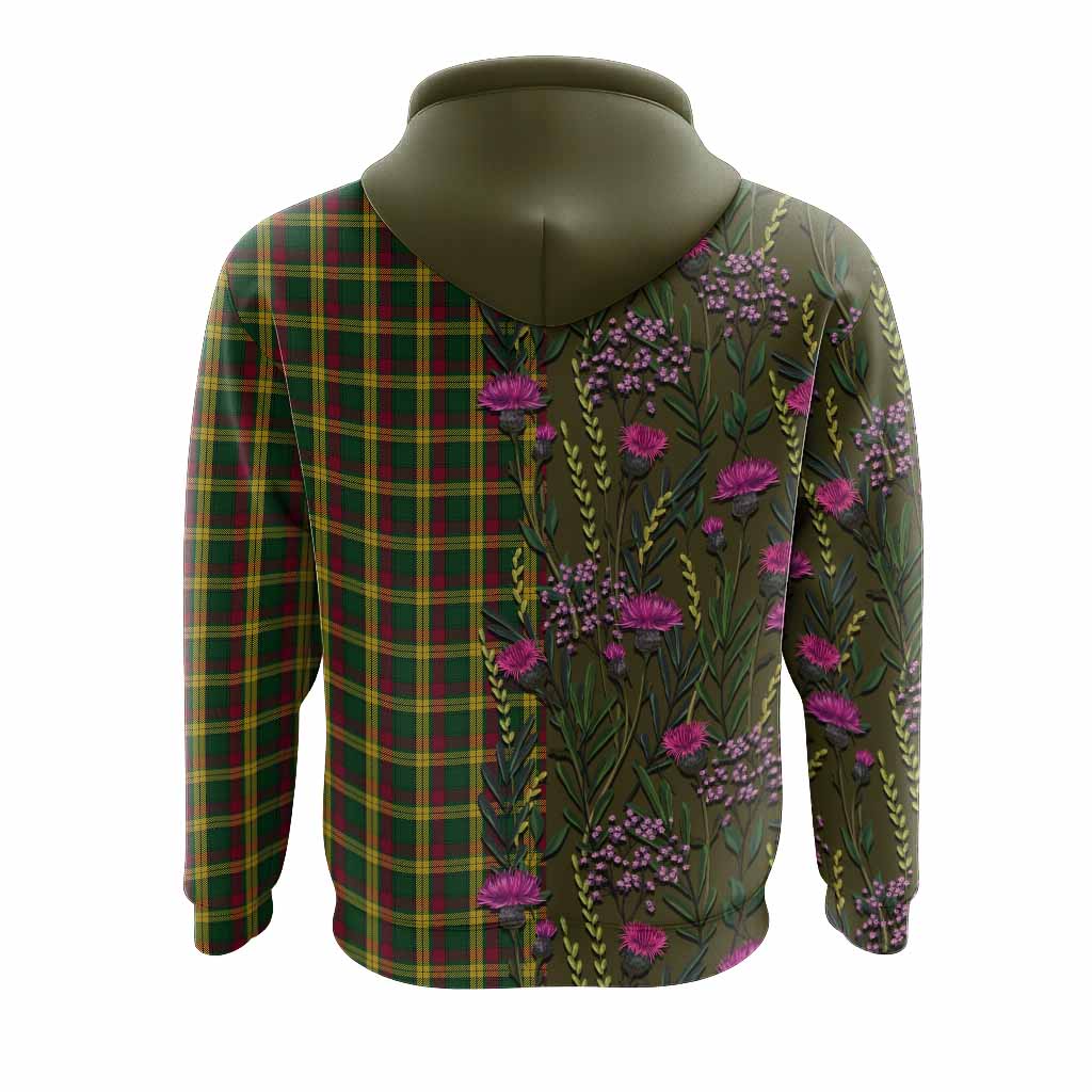 MacMillan (McMillan) Family Crest Tartan Hoodie Scottish Thistle Flower Pattern Half Style - Tartan Vibes Clothing