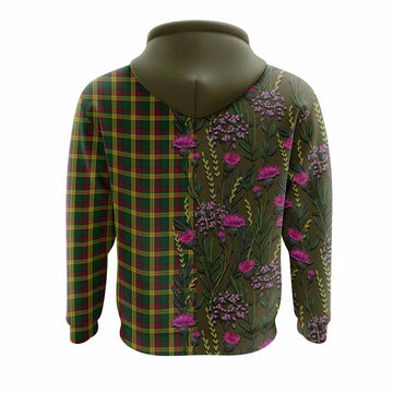 MacMillan (McMillan) Family Crest Tartan Hoodie Scottish Thistle Flower Pattern Half Style