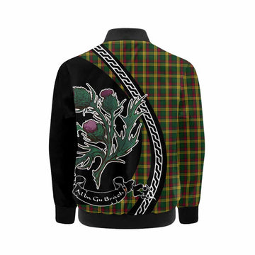 MacMillan (McMillan) Family Crest Tartan Kid Bomber Jacket Alba Thistle Inspired