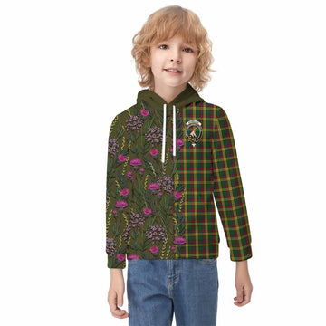 MacMillan (McMillan) Family Crest Tartan Kid Hoodie Scottish Thistle Flower Pattern Half Style