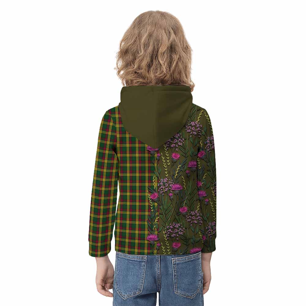 MacMillan (McMillan) Family Crest Tartan Kid Hoodie Scottish Thistle Flower Pattern Half Style - Tartan Vibes Clothing