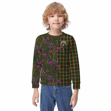 MacMillan (McMillan) Family Crest Tartan Kid Knitted Sweatshirt Scottish Thistle Flower Pattern Half Style
