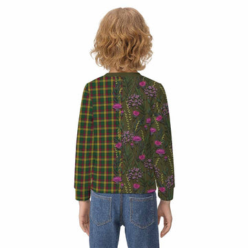 MacMillan (McMillan) Family Crest Tartan Kid Knitted Sweatshirt Scottish Thistle Flower Pattern Half Style