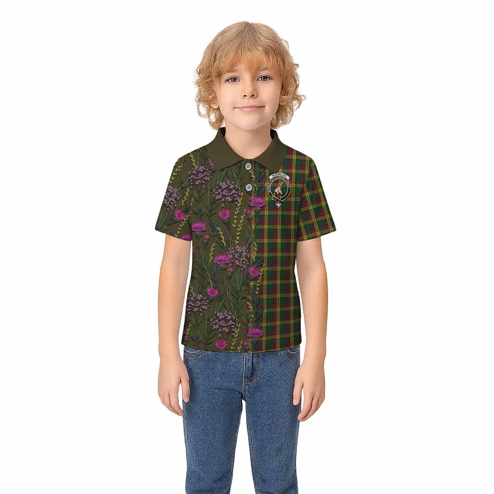 MacMillan (McMillan) Family Crest Tartan Kid Polo Shirt Scottish Thistle Flower Pattern Half Style - Tartan Vibes Clothing