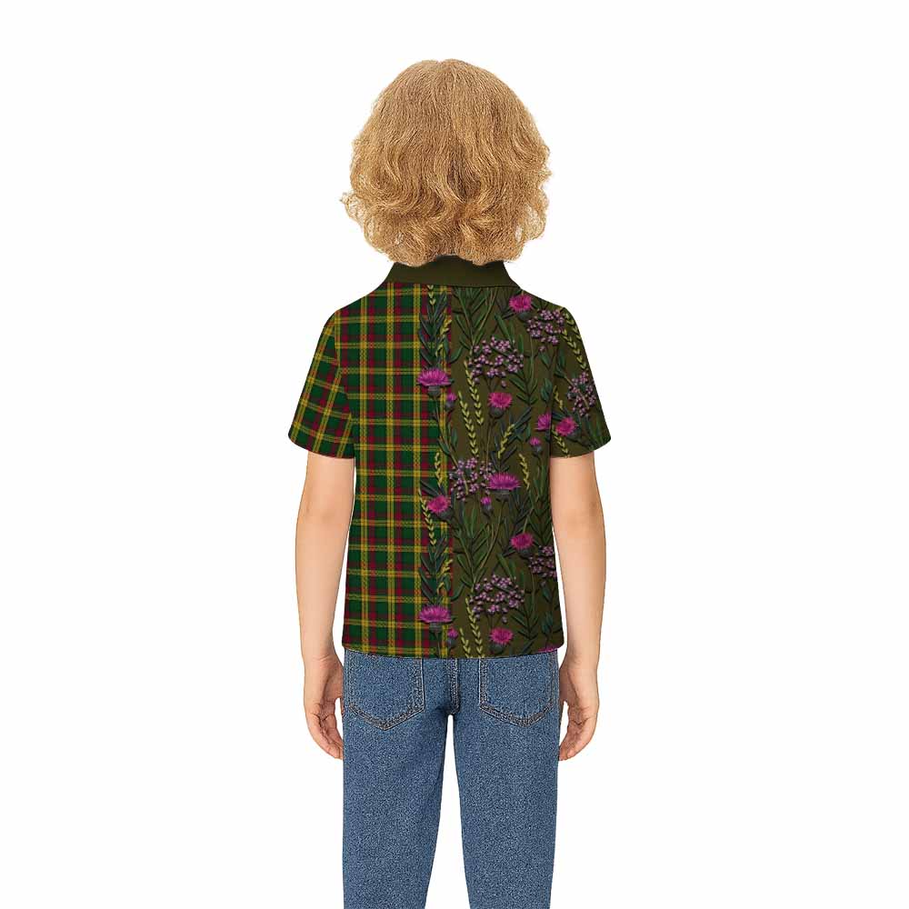 MacMillan (McMillan) Family Crest Tartan Kid Polo Shirt Scottish Thistle Flower Pattern Half Style - Tartan Vibes Clothing