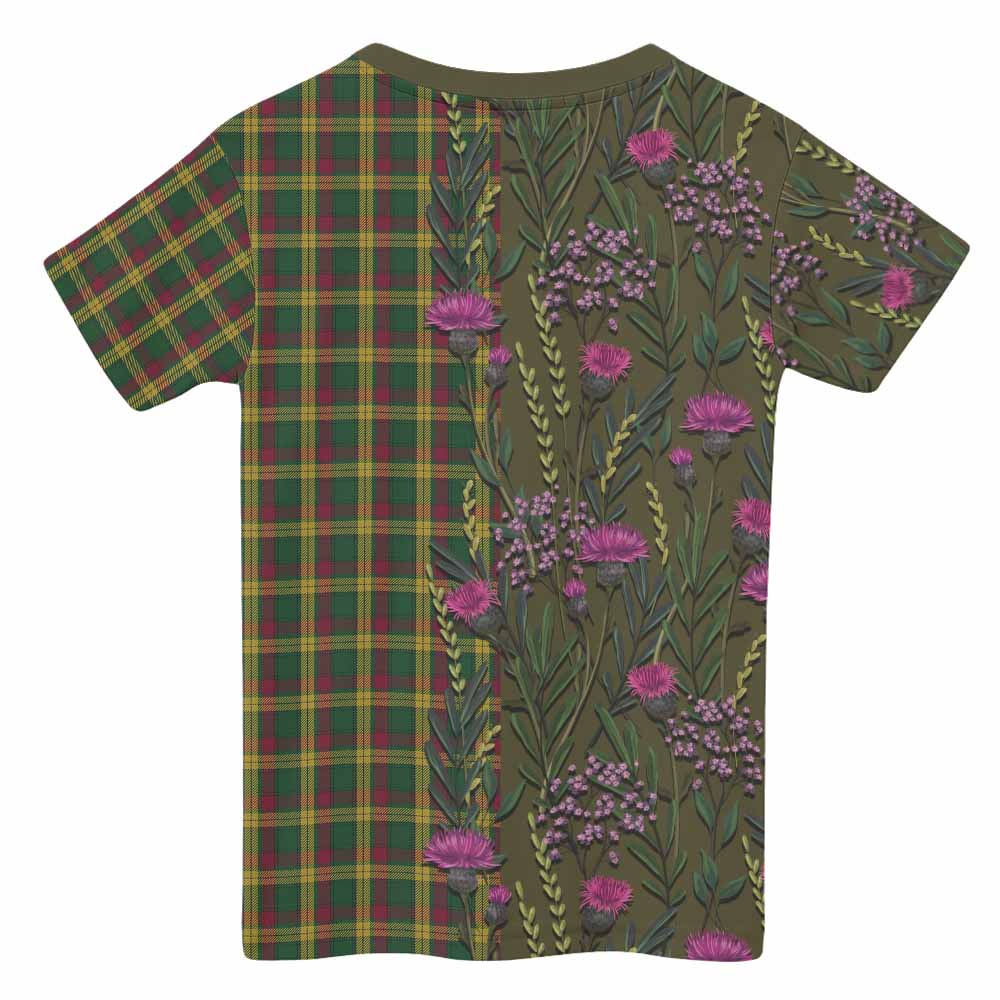 MacMillan (McMillan) Family Crest Tartan Kid T-shirt Scottish Thistle Flower Pattern Half Style - Tartan Vibes Clothing