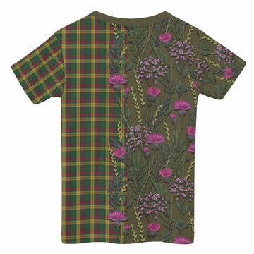 MacMillan (McMillan) Family Crest Tartan Kid T-shirt Scottish Thistle Flower Pattern Half Style