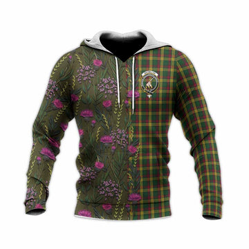 MacMillan (McMillan) Family Crest Tartan Knitted Hoodie Scottish Thistle Flower Pattern Half Style