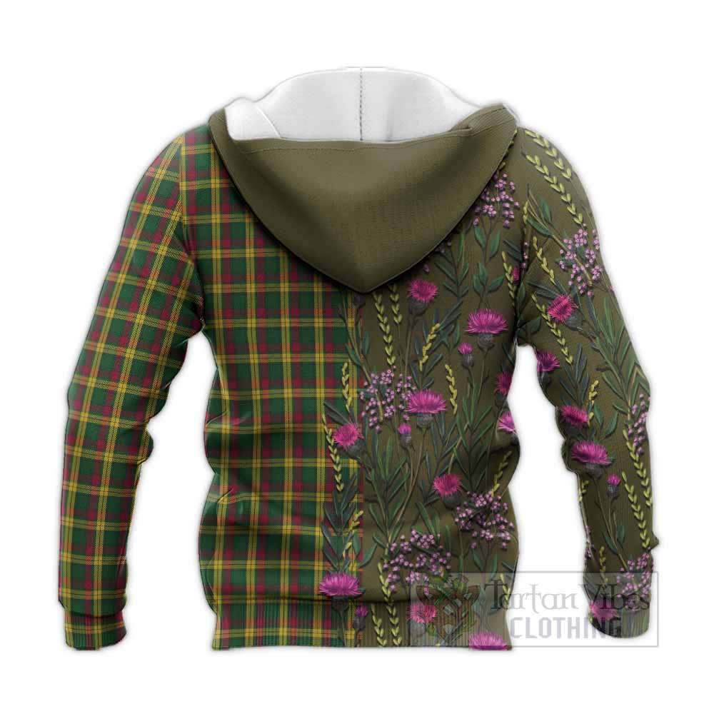 MacMillan (McMillan) Family Crest Tartan Knitted Hoodie Scottish Thistle Flower Pattern Half Style - Tartan Vibes Clothing