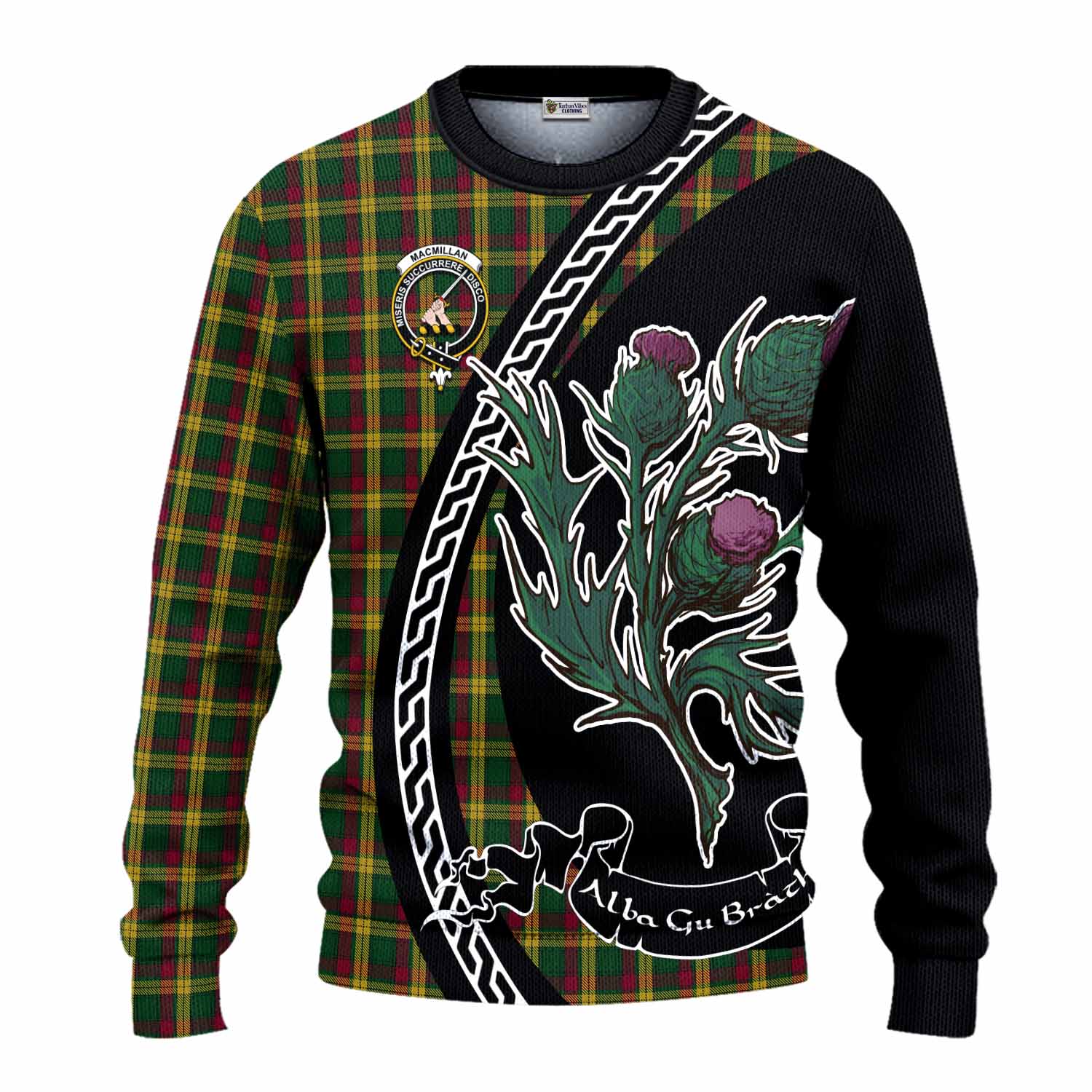 MacMillan (McMillan) Family Crest Tartan Knitted Sweater Alba Thistle Inspired - Tartan Vibes Clothing