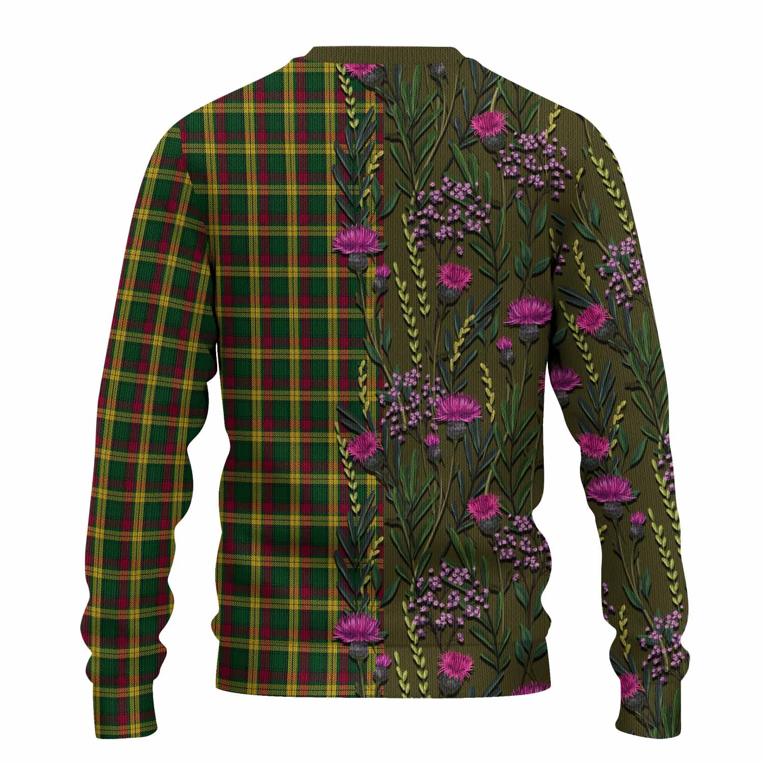 MacMillan (McMillan) Family Crest Tartan Knitted Sweater Scottish Thistle Flower Pattern Half Style - Tartan Vibes Clothing