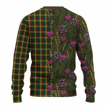 MacMillan (McMillan) Family Crest Tartan Knitted Sweater Scottish Thistle Flower Pattern Half Style - Tartan Vibes Clothing