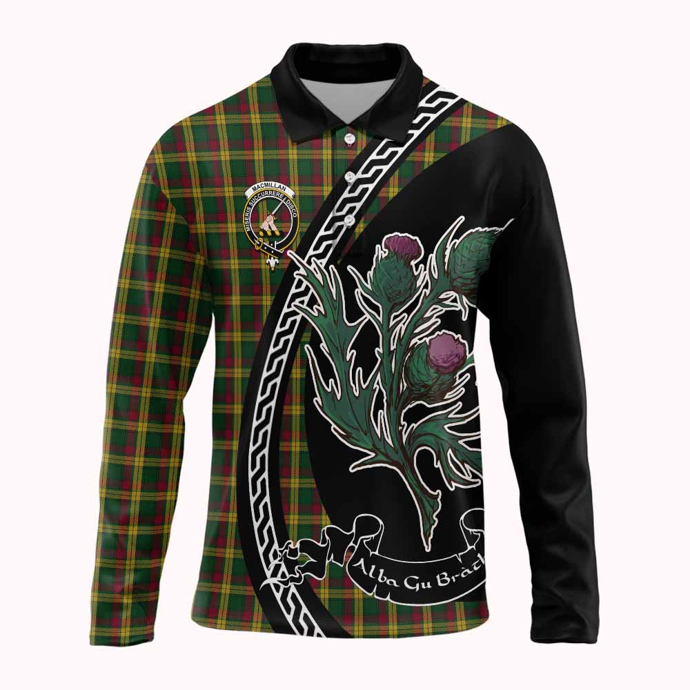 MacMillan (McMillan) Family Crest Tartan Long Sleeve Polo Shirt Alba Thistle Inspired - Tartan Vibes Clothing