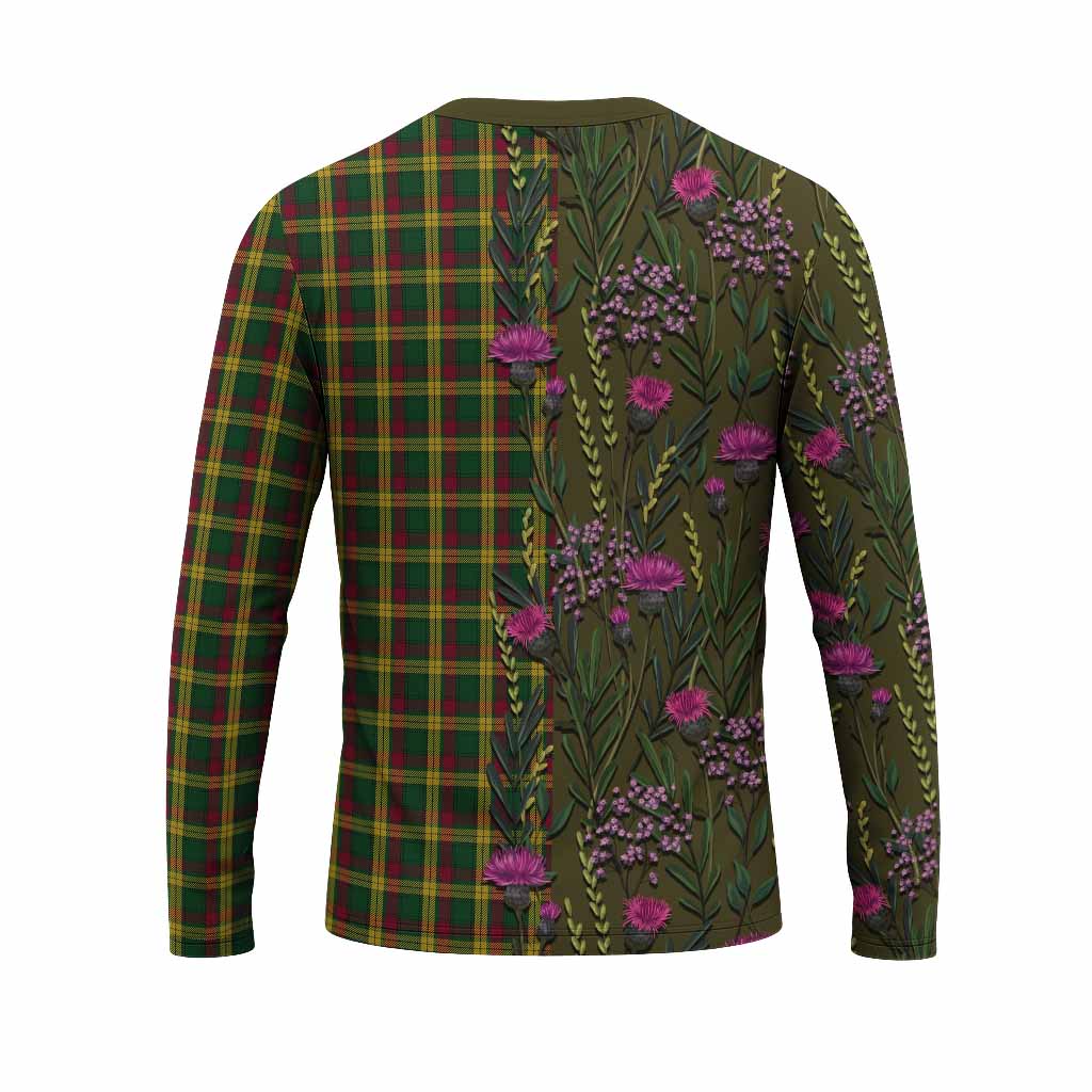 MacMillan (McMillan) Family Crest Tartan Long Sleeve T-Shirt Scottish Thistle Flower Pattern Half Style - Tartan Vibes Clothing