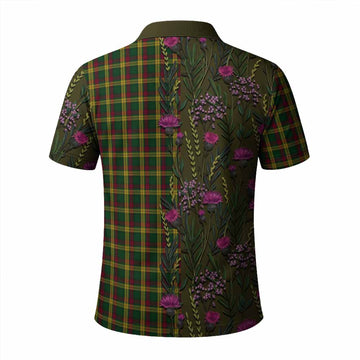 MacMillan (McMillan) Family Crest Tartan Polo Shirt Scottish Thistle Flower Pattern Half Style