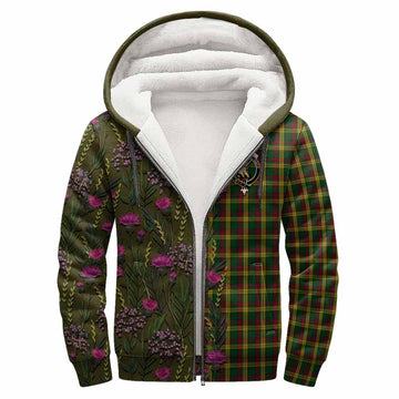MacMillan (McMillan) Family Crest Tartan Sherpa Hoodie Scottish Thistle Flower Pattern Half Style